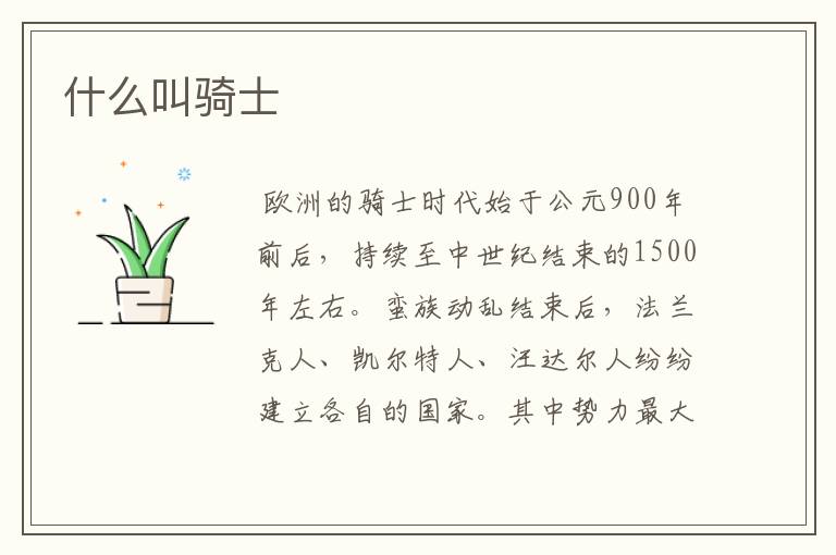 什么叫骑士