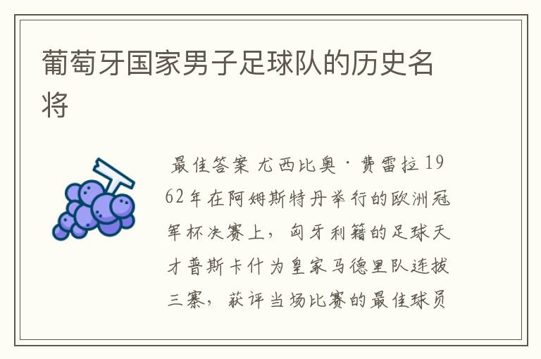 葡萄牙国家男子足球队的历史名将