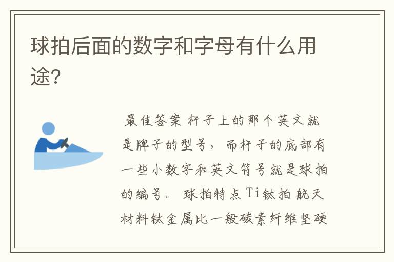 球拍后面的数字和字母有什么用途?
