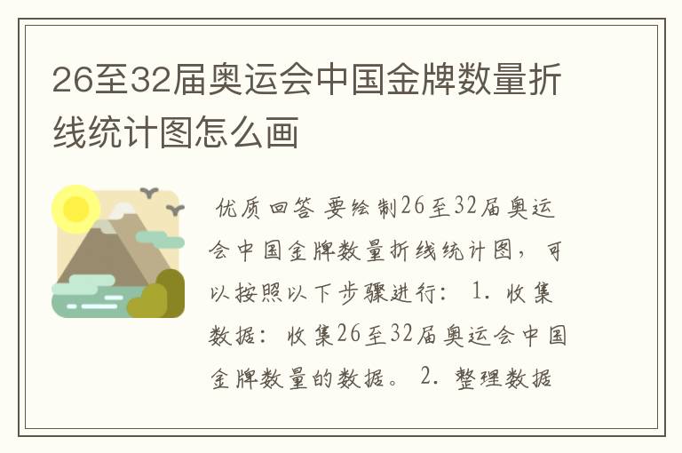 26至32届奥运会中国金牌数量折线统计图怎么画