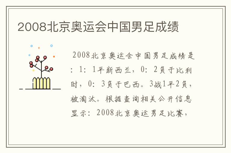 2008北京奥运会中国男足成绩
