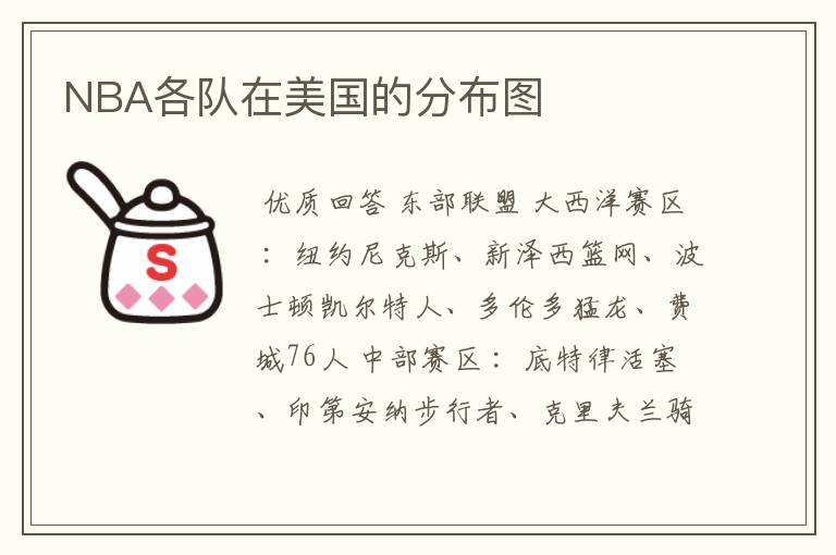 NBA各队在美国的分布图