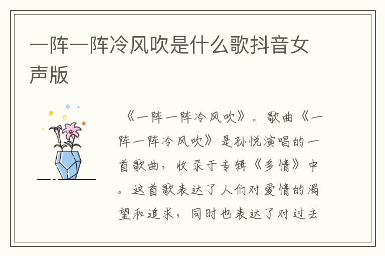 一阵一阵冷风吹是什么歌抖音女声版