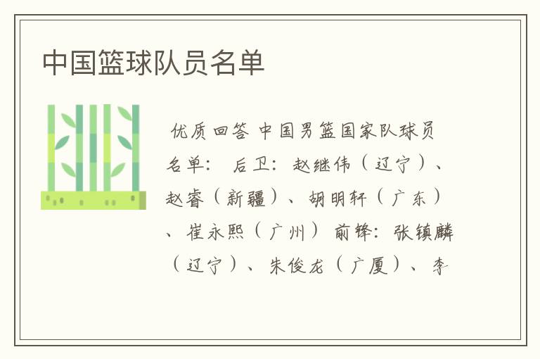 中国篮球队员名单