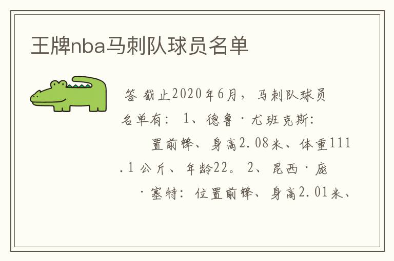 王牌nba马刺队球员名单