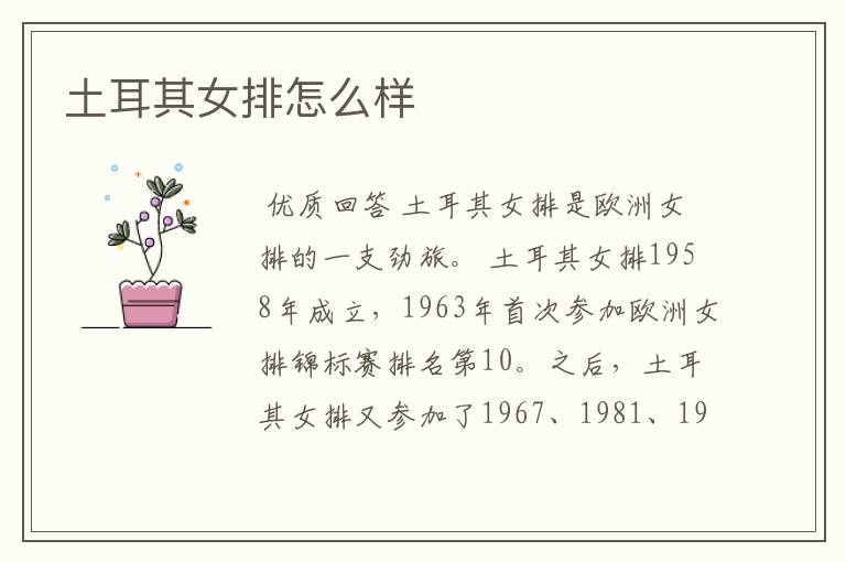 土耳其女排怎么样