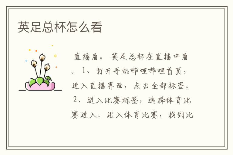 英足总杯怎么看
