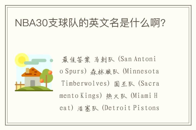NBA30支球队的英文名是什么啊?