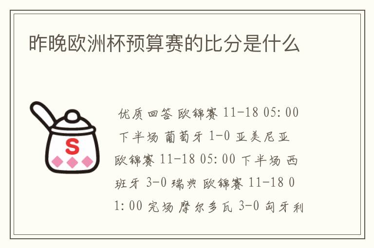 昨晚欧洲杯预算赛的比分是什么