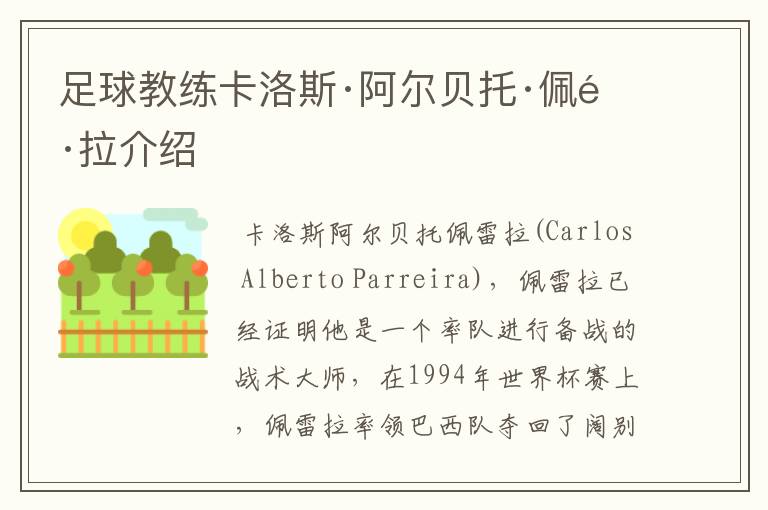 足球教练卡洛斯·阿尔贝托·佩雷拉介绍