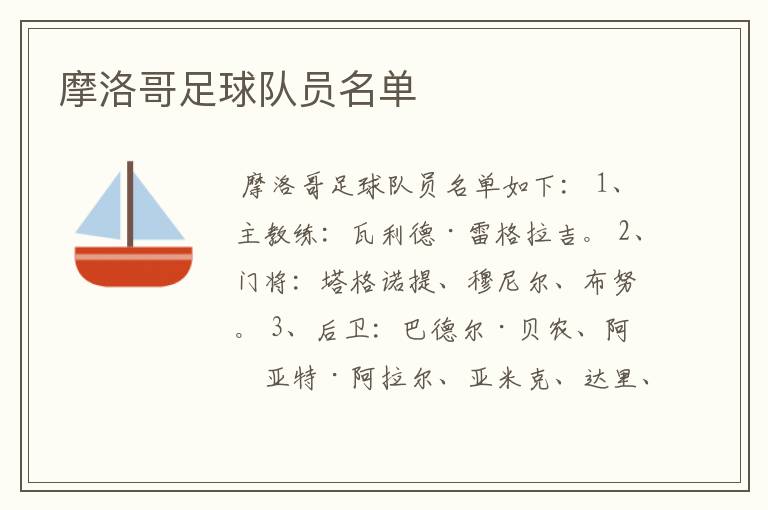 摩洛哥足球队员名单