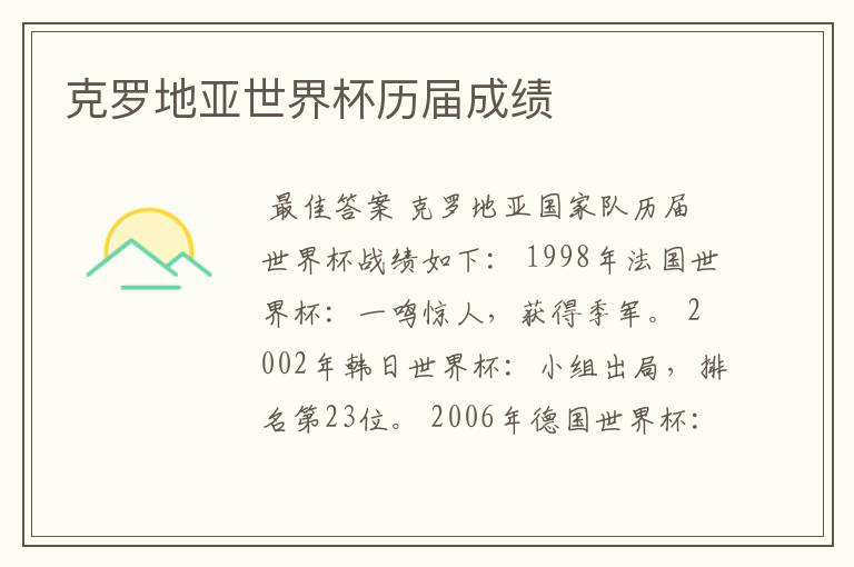 克罗地亚世界杯历届成绩