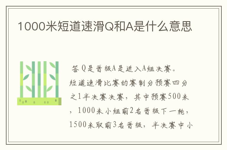 1000米短道速滑Q和A是什么意思