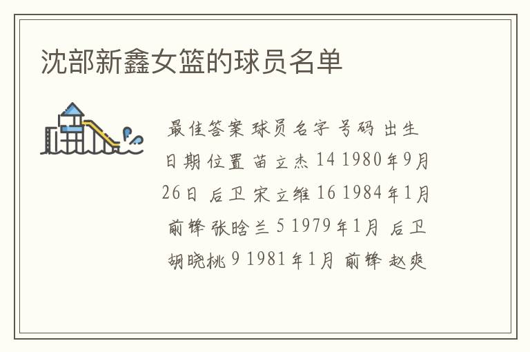 沈部新鑫女篮的球员名单