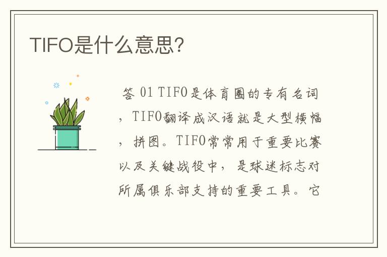 TIFO是什么意思?