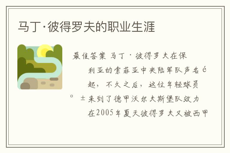 马丁·彼得罗夫的职业生涯