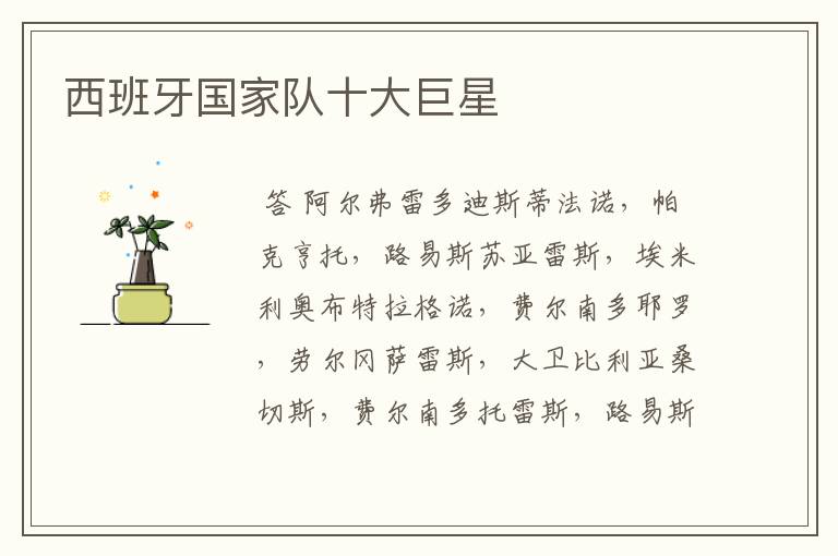西班牙国家队十大巨星