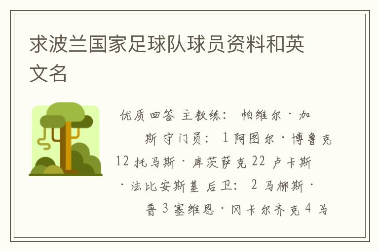 求波兰国家足球队球员资料和英文名