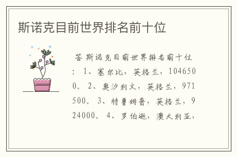 斯诺克目前世界排名前十位