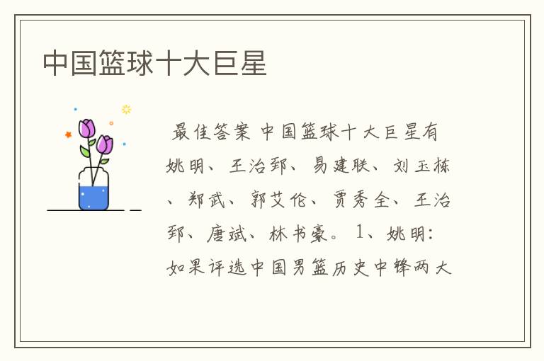 中国篮球十大巨星