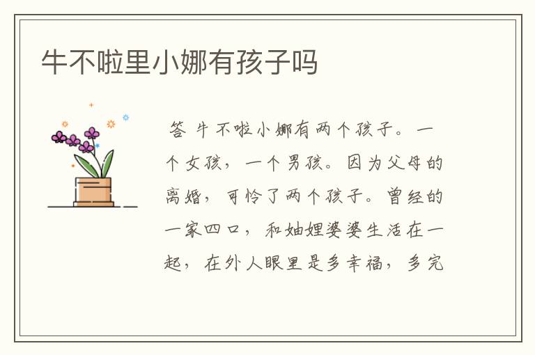 牛不啦里小娜有孩子吗