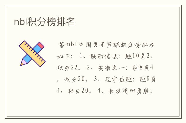 nbl积分榜排名
