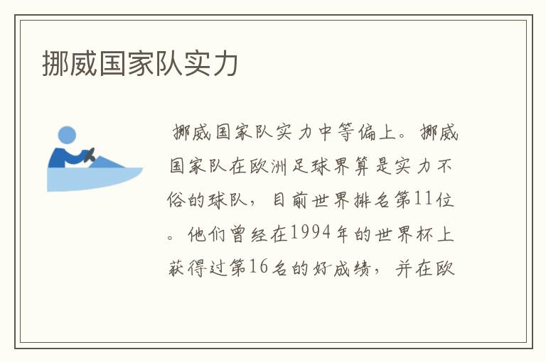 挪威国家队实力
