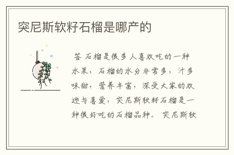 突尼斯软籽石榴是哪产的