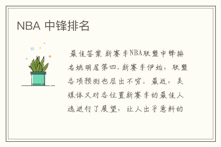 NBA 中锋排名