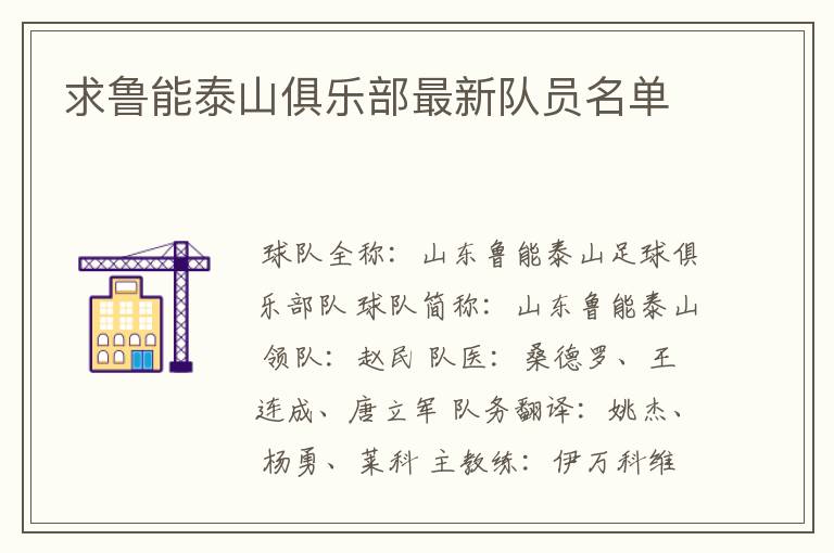 求鲁能泰山俱乐部最新队员名单