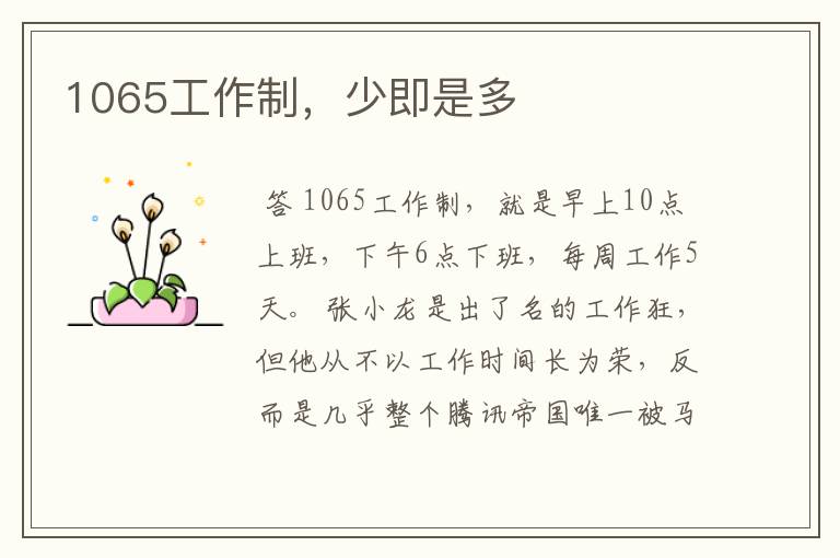 1065工作制,少即是多