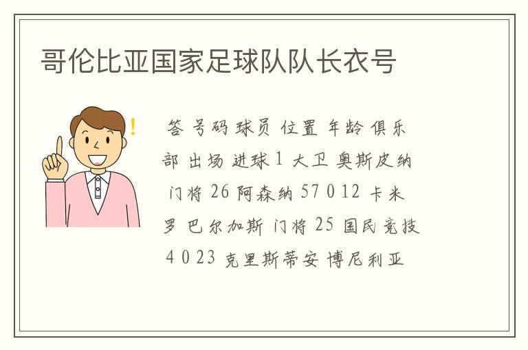哥伦比亚国家足球队队长衣号