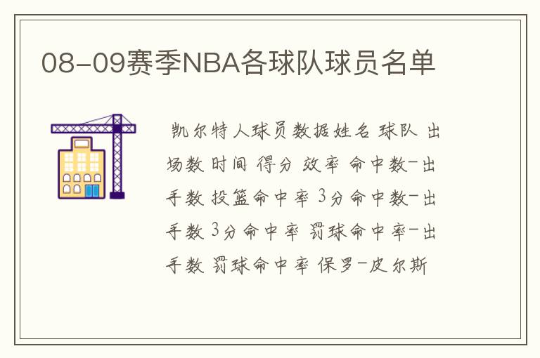 08-09赛季NBA各球队球员名单