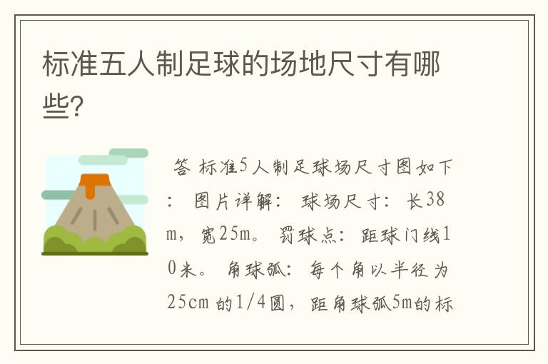 标准五人制足球的场地尺寸有哪些?