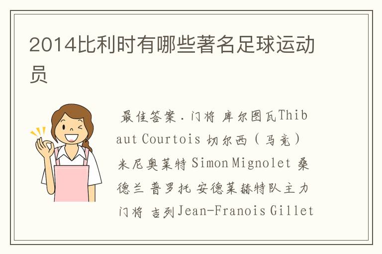 2014比利时有哪些著名足球运动员