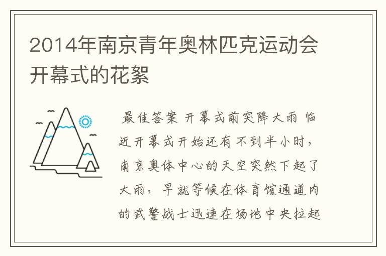 2014年南京青年奥林匹克运动会开幕式的花絮