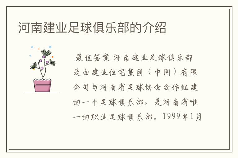 河南建业足球俱乐部的介绍