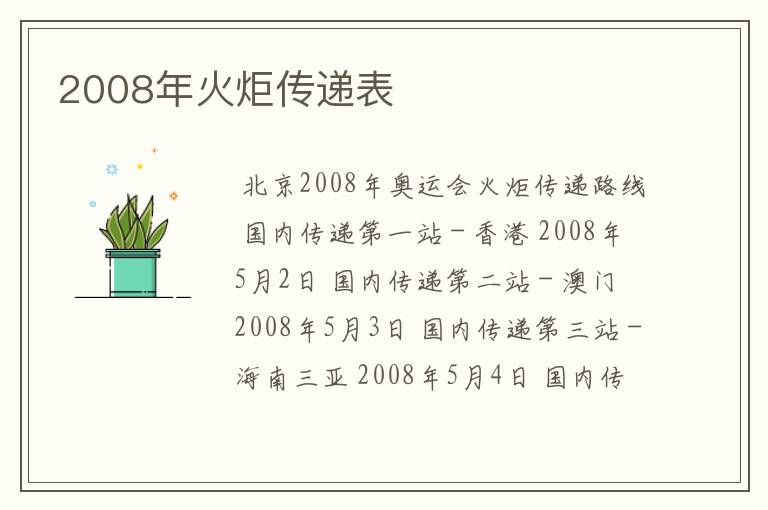 2008年火炬传递表