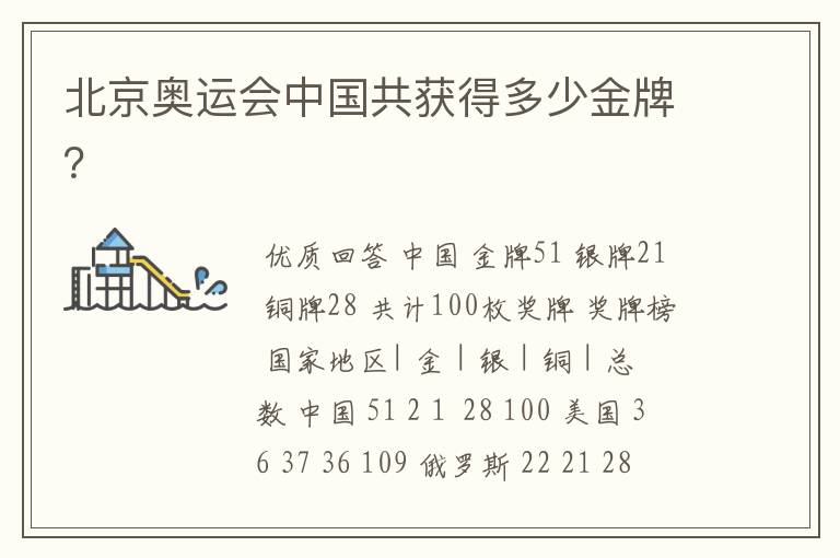 北京奥运会中国共获得多少金牌?