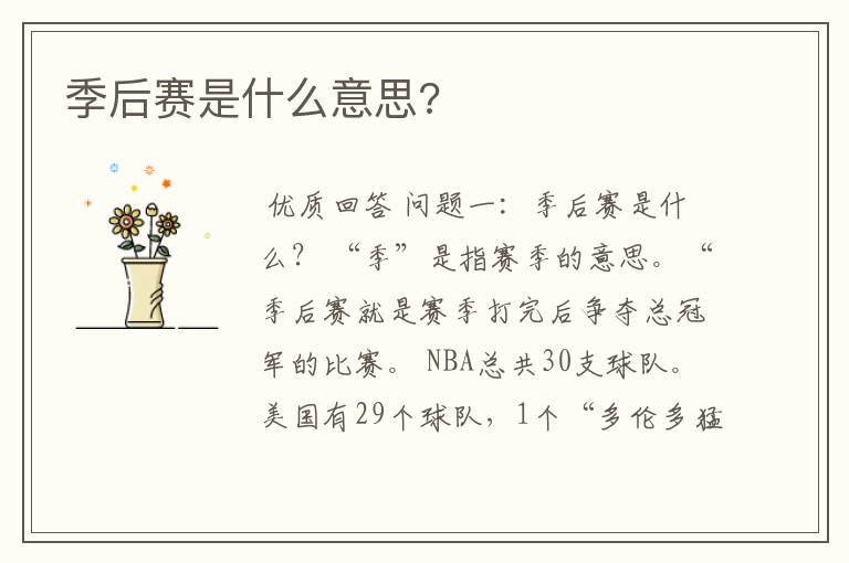 季后赛是什么意思?