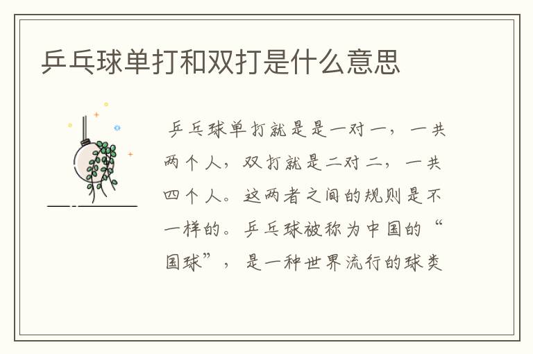 乒乓球单打和双打是什么意思