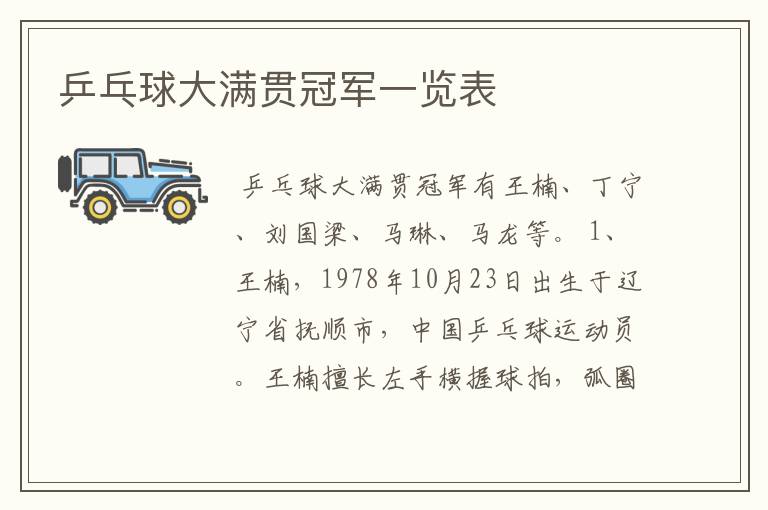 乒乓球大满贯冠军一览表