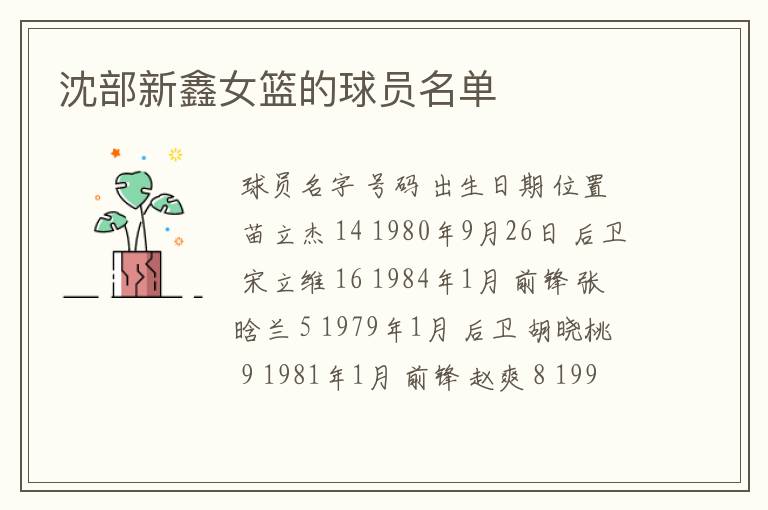 沈部新鑫女篮的球员名单