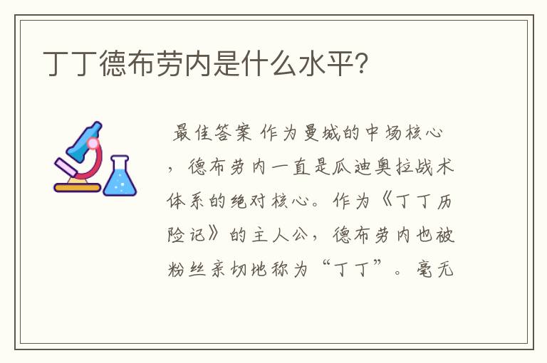 丁丁德布劳内是什么水平？