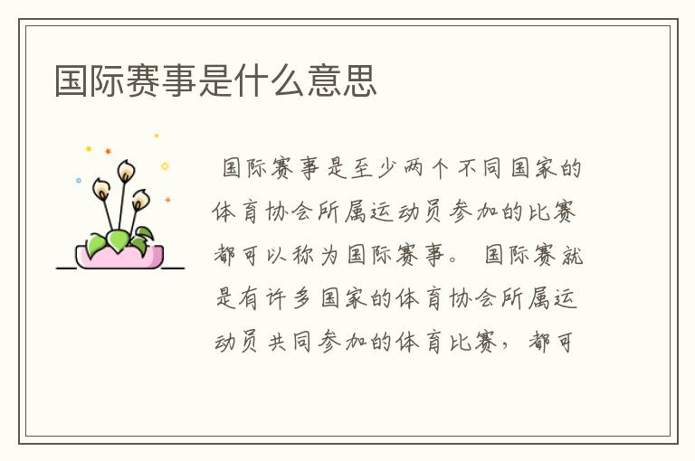 国际赛事是什么意思