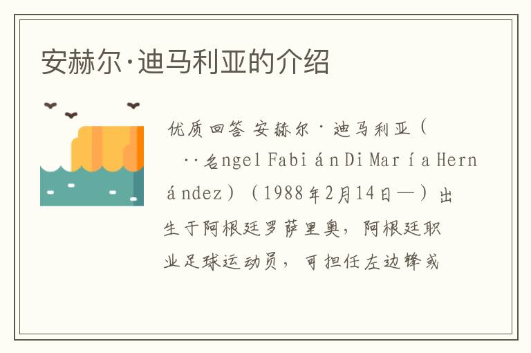 安赫尔·迪马利亚的介绍