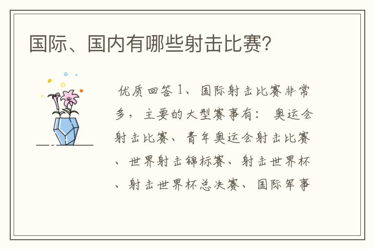 国际、国内有哪些射击比赛?