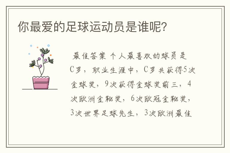 你最爱的足球运动员是谁呢?