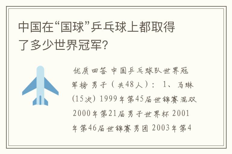 中国在“国球”乒乓球上都取得了多少世界冠军?