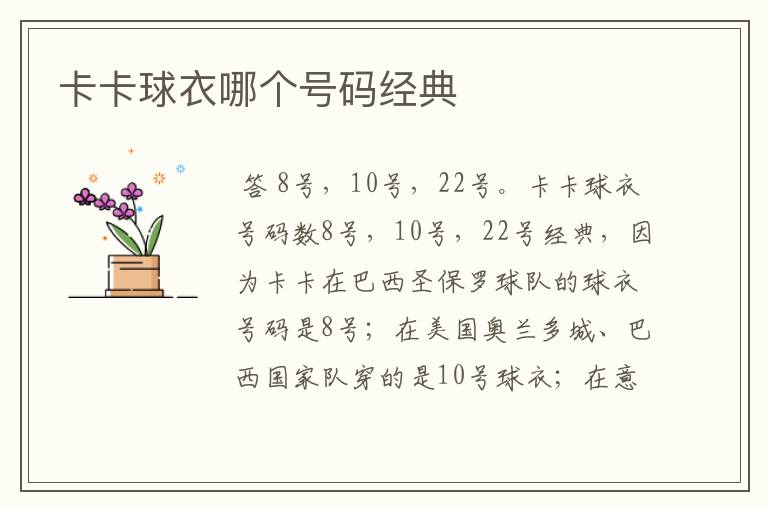 卡卡球衣哪个号码经典